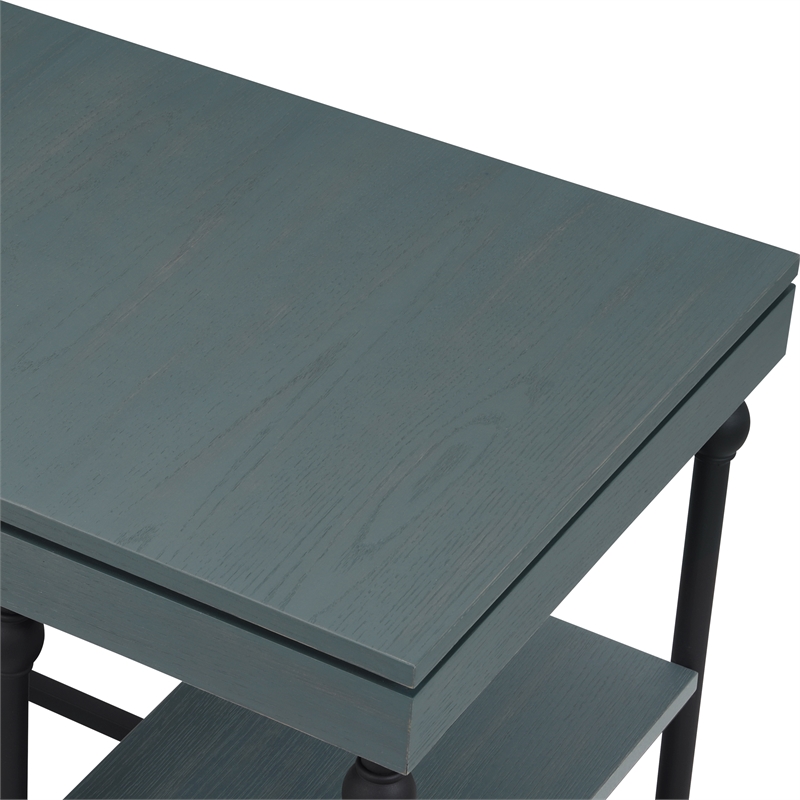 Furniture of America Diego L-shaped Wooden Desk in Antique Blue