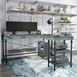 Furniture of America Diego L-shaped Wooden Desk in Antique Blue