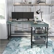 Furniture of America Diego L-shaped Wooden Desk in Antique Blue