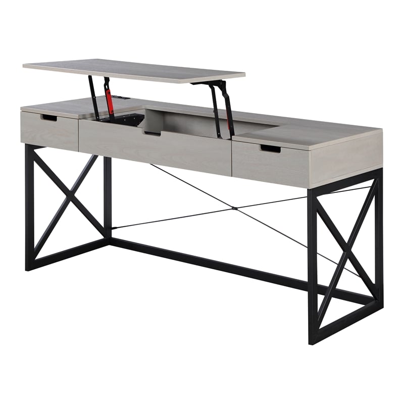 Furniture of America Blagica 60 Inch Antique Gray Wood Lift Top Desk