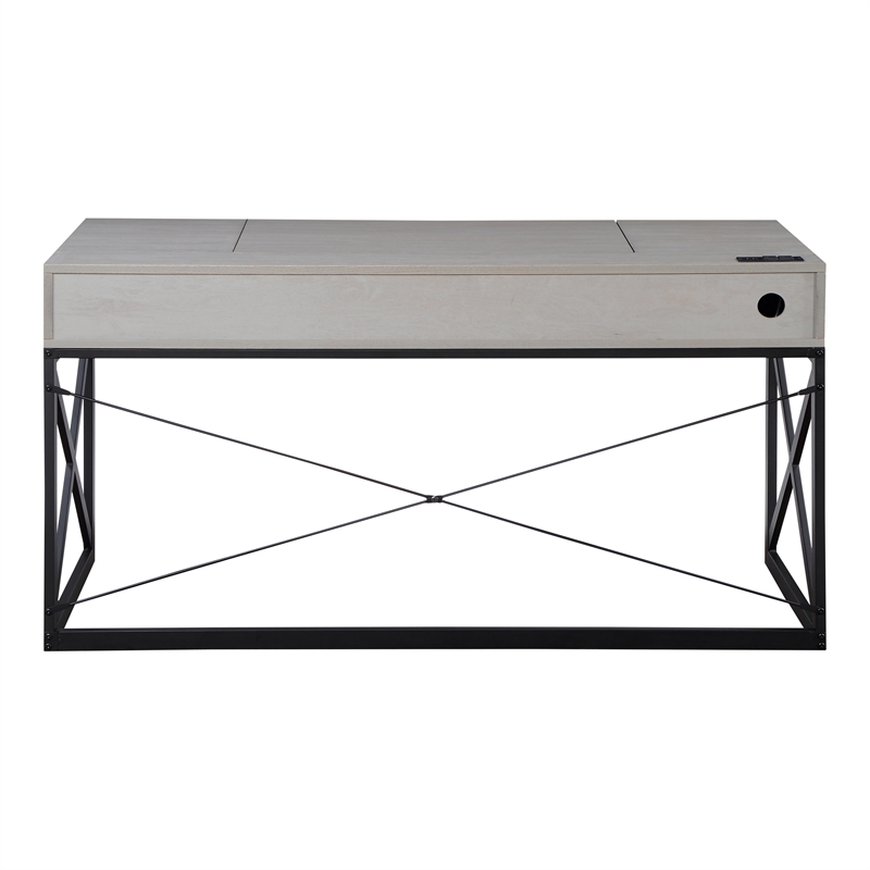 Furniture of America Blagica 60 Inch Antique Gray Wood Lift Top Desk