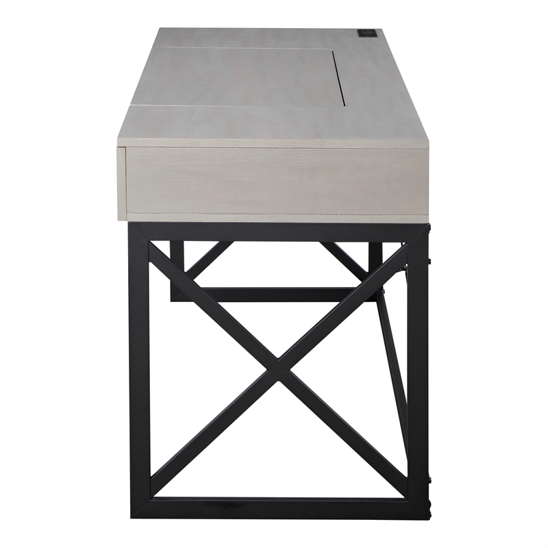 Furniture of America Blagica 60 Inch Antique Gray Wood Lift Top Desk