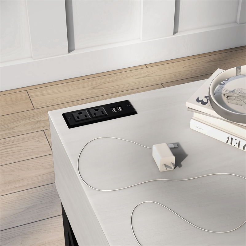 Furniture of America Blagica 60 Inch Antique White Wood Lift Top Desk