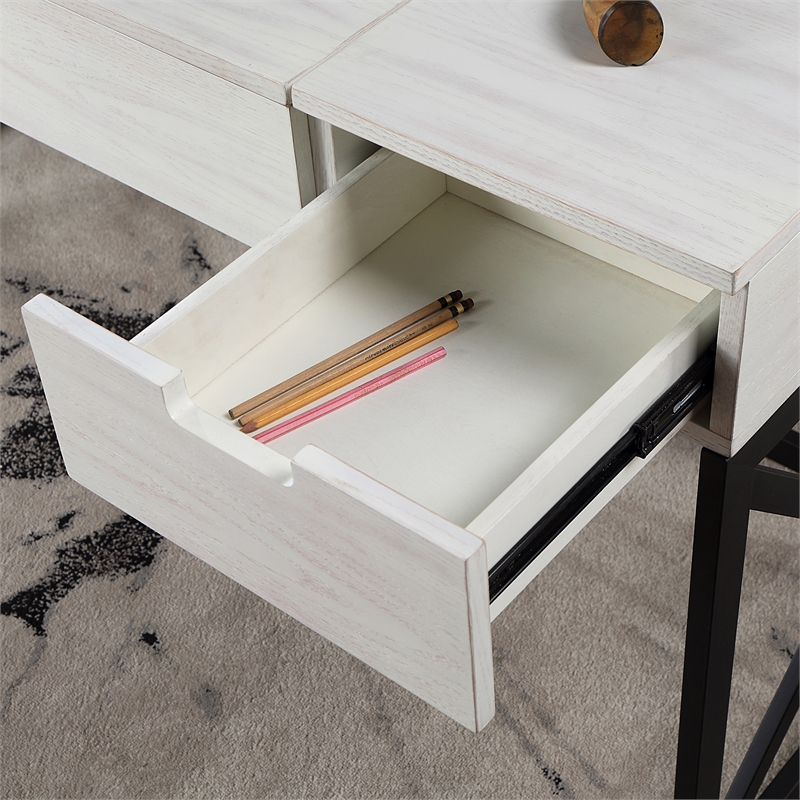 Furniture of America Blagica 60 Inch Antique White Wood Lift Top Desk