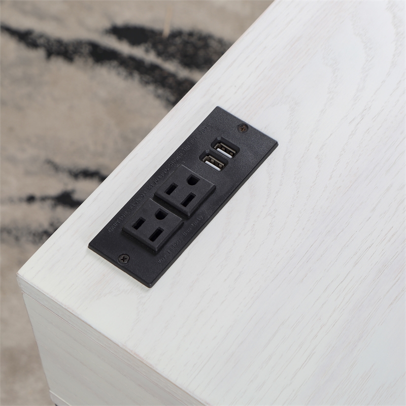 Furniture of America Blagica 60 Inch Antique White Wood Lift Top Desk