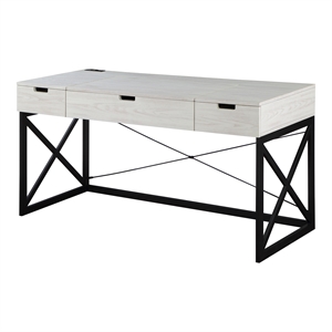 Furniture of America Blagica 60 Inch Antique White Wood Lift Top Desk