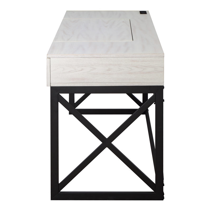 Furniture of America Blagica 60 Inch Antique White Wood Lift Top Desk
