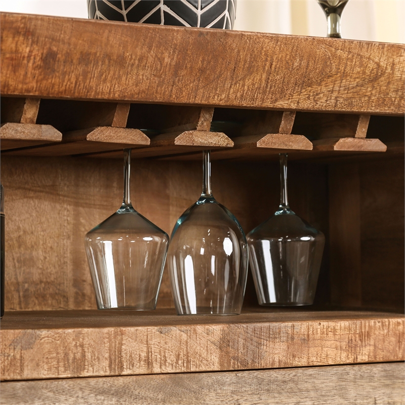 Furniture of America Zima Yellow Solid Wood 20-Bottle Wine Bar