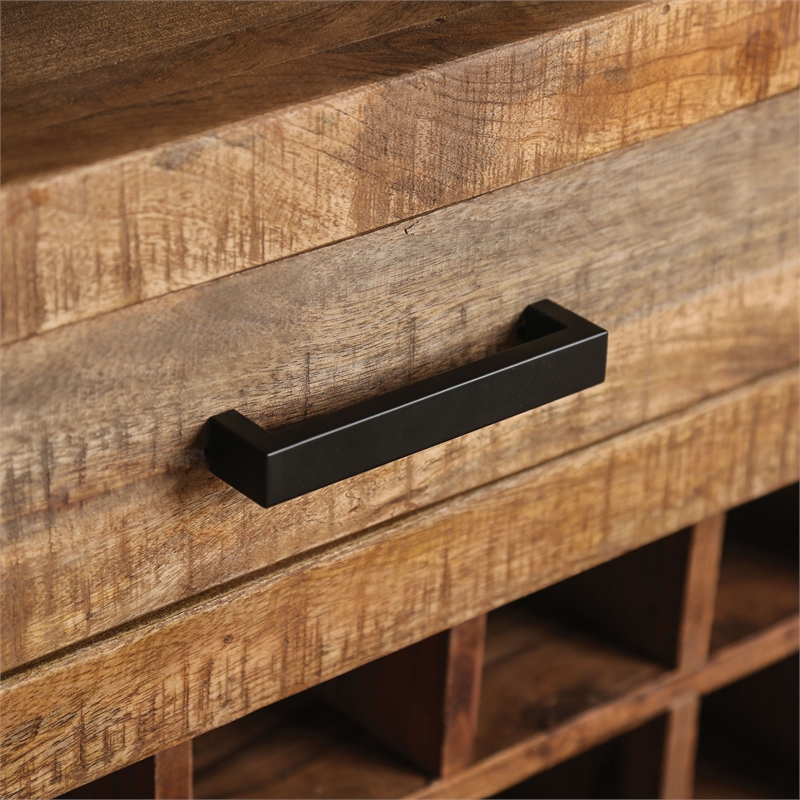 Furniture of America Zima Yellow Solid Wood 20-Bottle Wine Bar