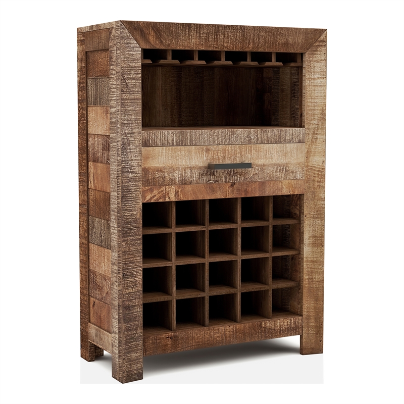 Furniture of America Zima Yellow Solid Wood 20-Bottle Wine Bar