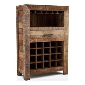 furniture of america zima yellow solid wood 20-bottle wine bar
