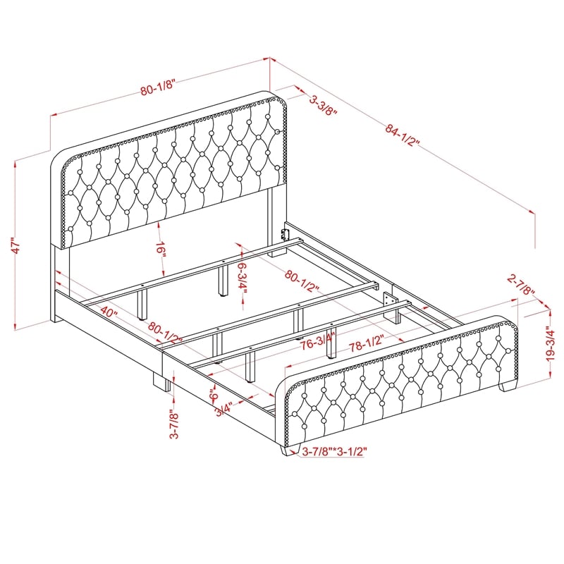 Furniture of America Dexter Beige Button Tufted King Upholstered Wood Bed