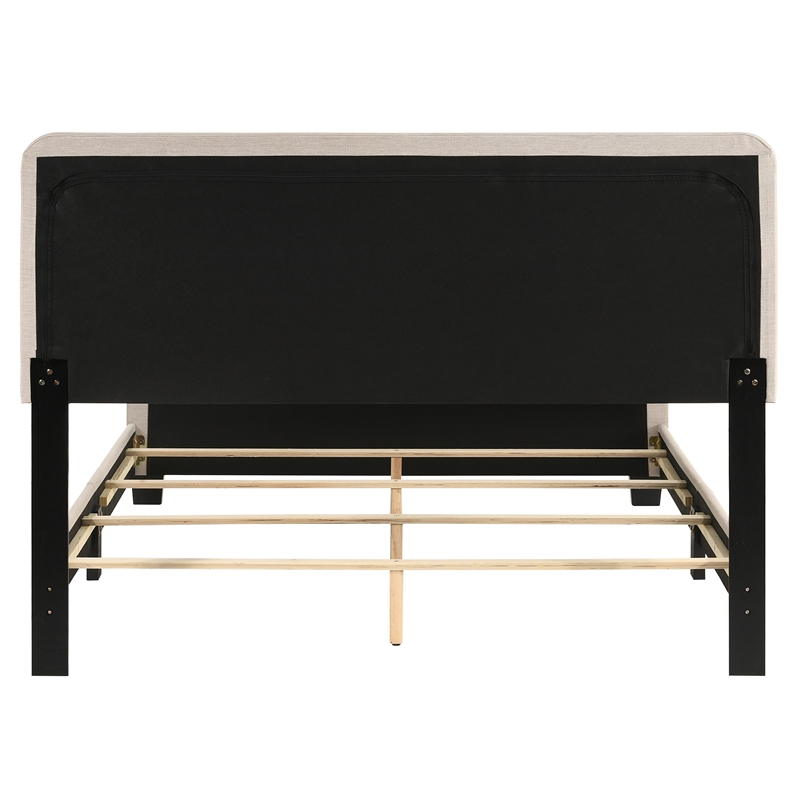 Furniture of America Dexter Beige Button Tufted Queen Upholstered Wood Bed