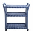 Furniture of America Azur Outdoor Aluminum Wicker Bar Cart in Navy