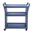 Furniture of America Azur Outdoor Aluminum Wicker Bar Cart in Navy