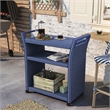 Furniture of America Azur Outdoor Aluminum Wicker Bar Cart in Navy