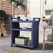 Furniture of America Azur Outdoor Aluminum Wicker Bar Cart in Navy