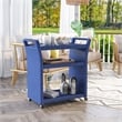Furniture of America Azur Outdoor Aluminum Wicker Bar Cart in Navy