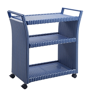 furniture of america azur outdoor aluminum wicker bar cart in navy