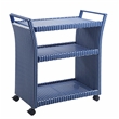 Furniture of America Azur Outdoor Aluminum Wicker Bar Cart in Navy