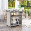 Furniture of America Azur Outdoor Aluminum Wicker Bar Cart in Gray