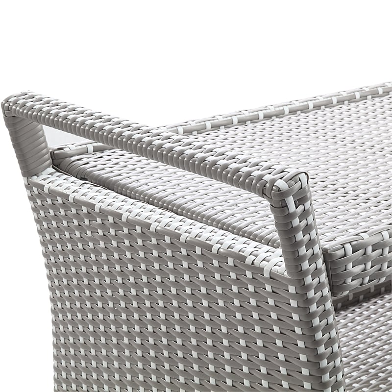 Furniture of America Azur Outdoor Aluminum Wicker Bar Cart in Gray