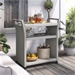 Furniture of America Azur Outdoor Aluminum Wicker Bar Cart in Gray