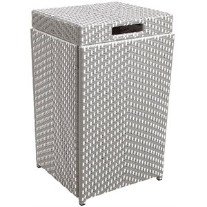 Furniture of America Azur Outdoor Aluminum & Wicker Outdoor Trash Can in Gray