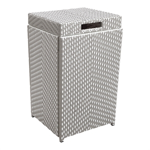 Furniture of America Azur Outdoor Aluminum & Wicker Outdoor Trash Can in Gray