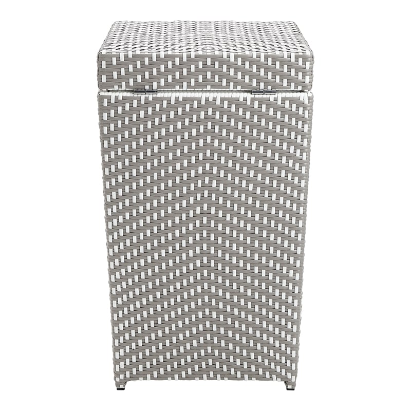 Furniture of America Azur Outdoor Aluminum & Wicker Outdoor Trash Can in Gray