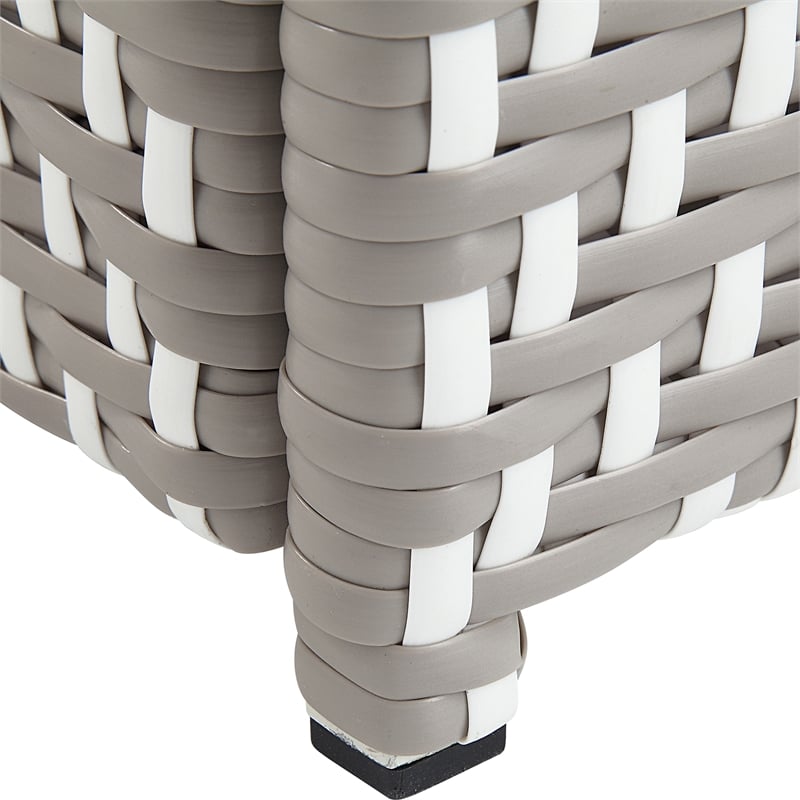 Furniture of America Azur Outdoor Aluminum & Wicker Outdoor Trash Can in Gray