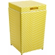 Furniture of America Azur Outdoor Aluminum & Wicker Outdoor Trash Can in Yellow