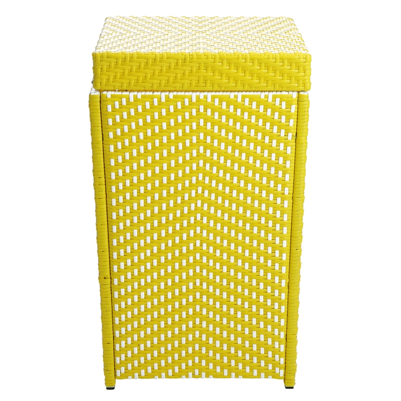 Furniture of America Azur Outdoor Aluminum & Wicker Outdoor Trash Can in Yellow