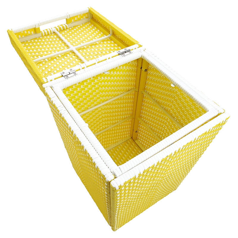 Furniture of America Azur Outdoor Aluminum & Wicker Outdoor Trash Can in Yellow