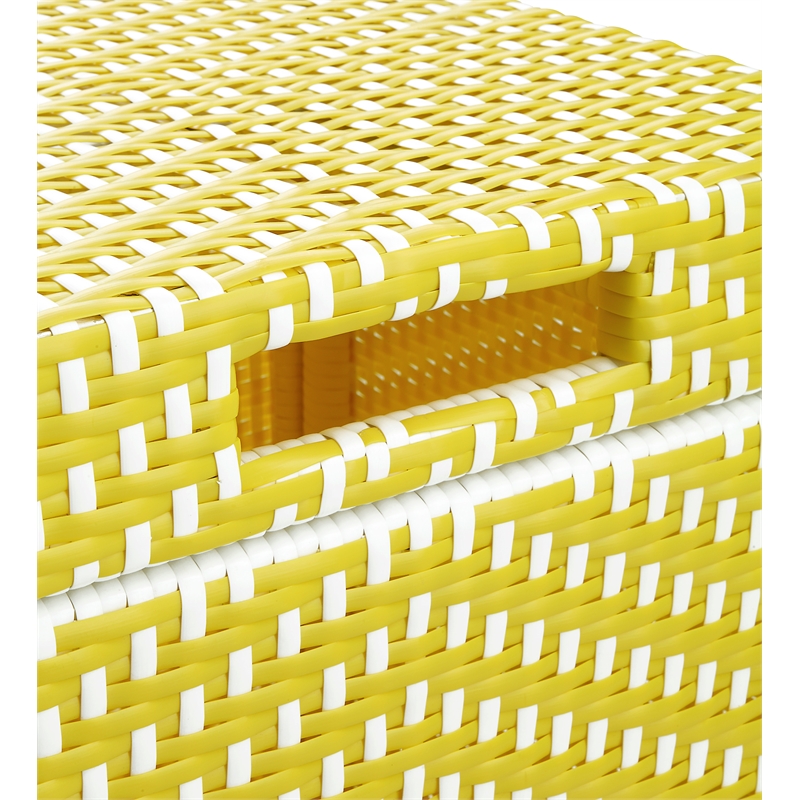 Furniture of America Azur Outdoor Aluminum & Wicker Outdoor Trash Can in Yellow