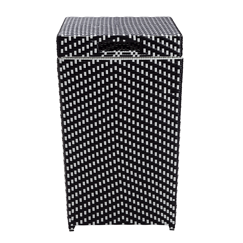 Furniture of America Azur Outdoor Aluminum & Wicker Outdoor Trash Can in Black