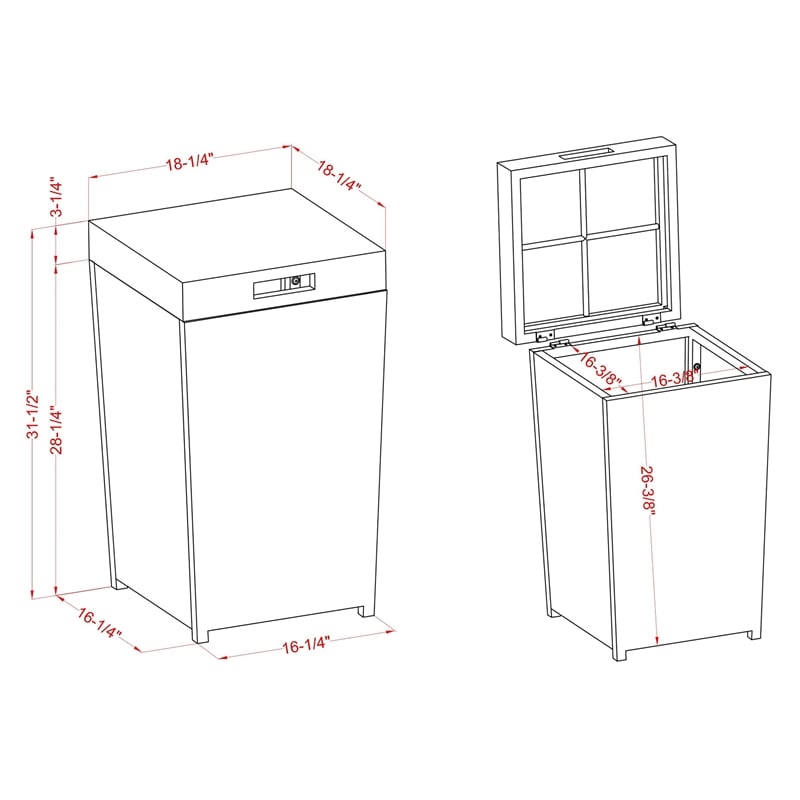 Furniture of America Azur Outdoor Aluminum & Wicker Outdoor Trash Can in Black