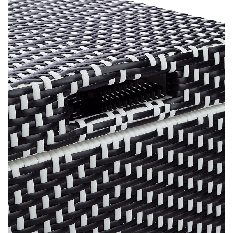 Furniture of America Azur Outdoor Aluminum & Wicker Outdoor Trash Can in Black