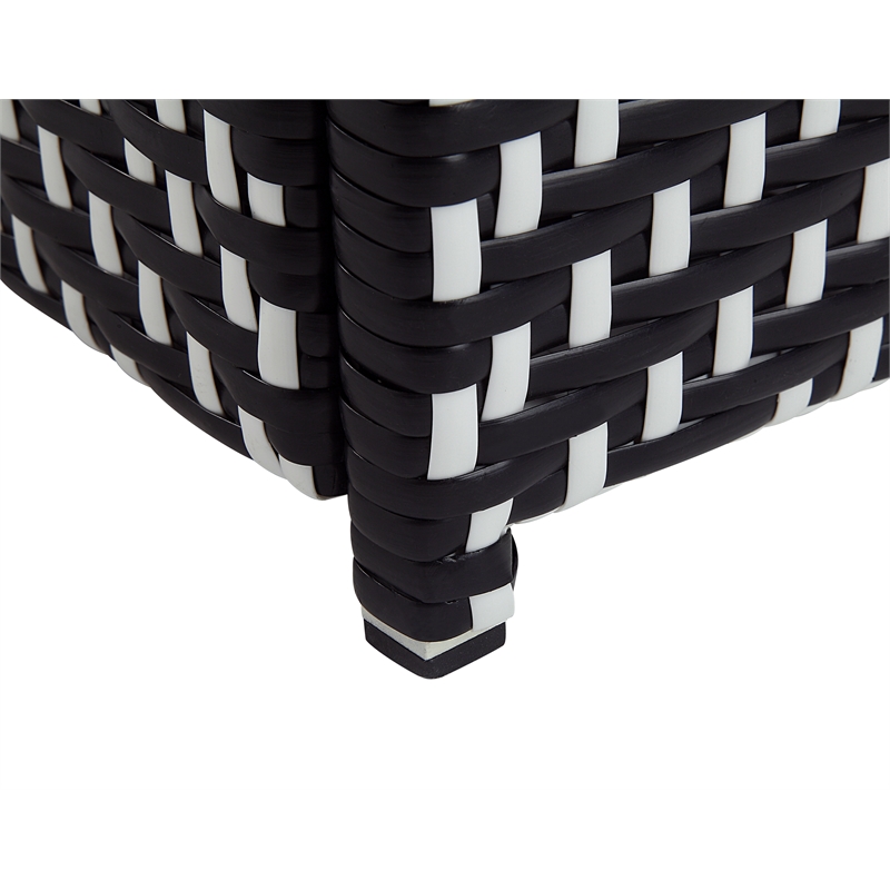 Furniture of America Azur Outdoor Aluminum & Wicker Outdoor Trash Can in Black