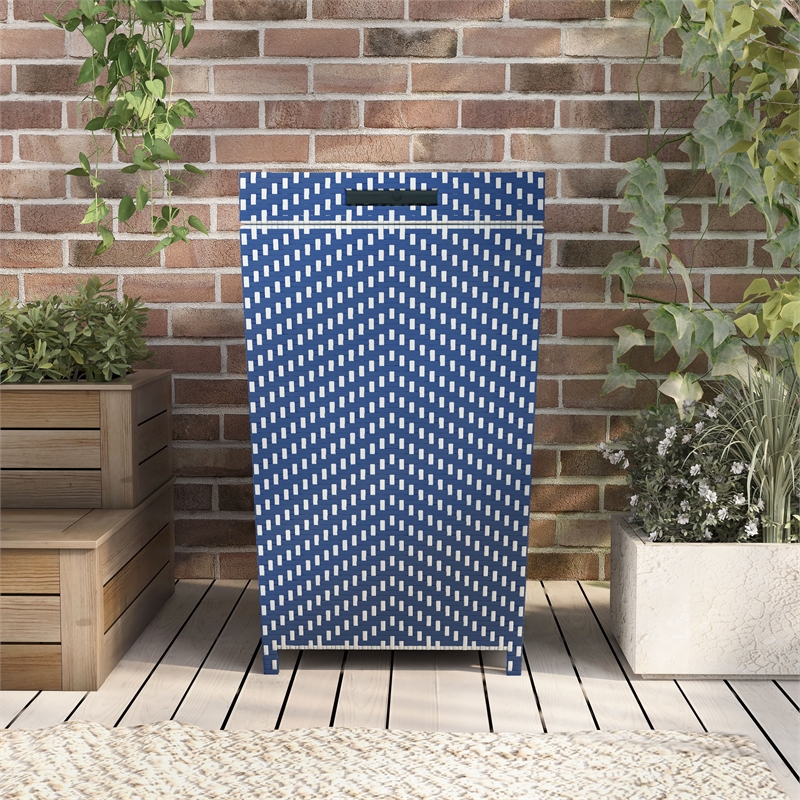 FOA Outdoor Aluminum Wicker Bar Cart & Storage Bin Set of 2