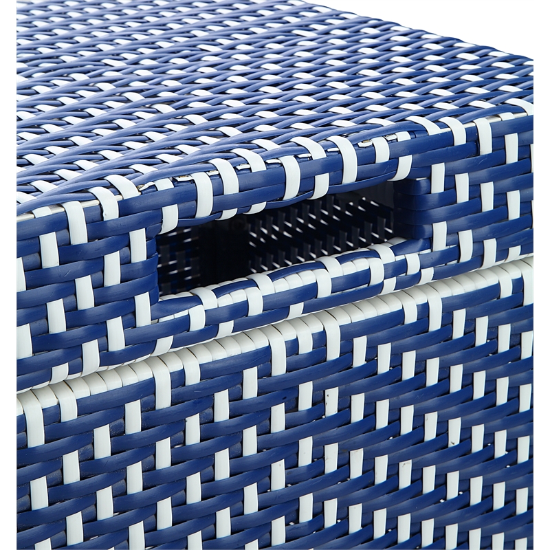 FOA Outdoor Aluminum Wicker Bar Cart & Storage Bin Set of 2