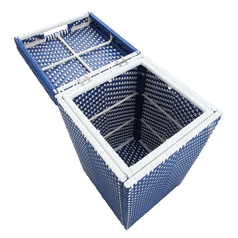 FOA Outdoor Aluminum Wicker Bar Cart & Storage Bin Set of 2