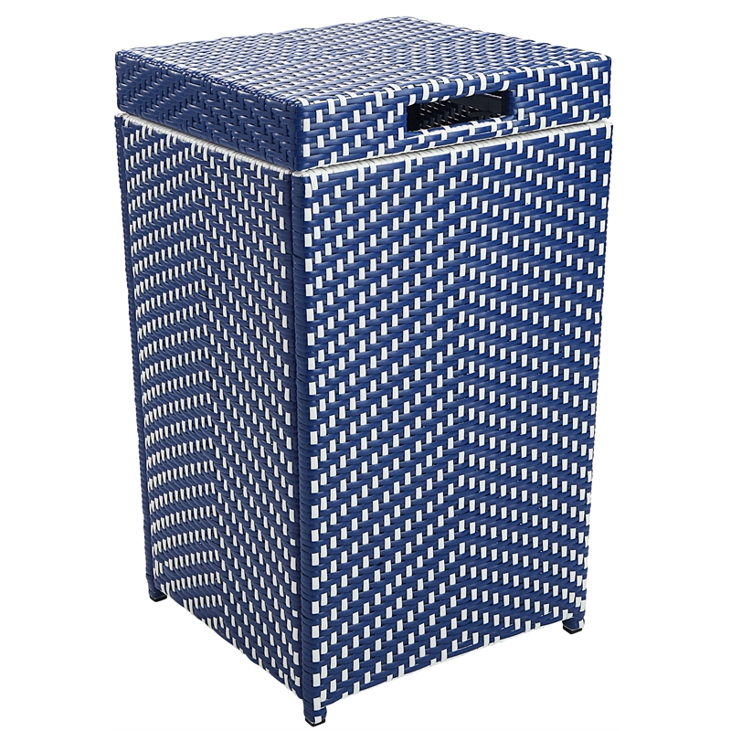 FOA Outdoor Aluminum Wicker Bar Cart & Storage Bin Set of 2