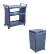 FOA Outdoor Aluminum Wicker Bar Cart & Storage Bin Set of 2