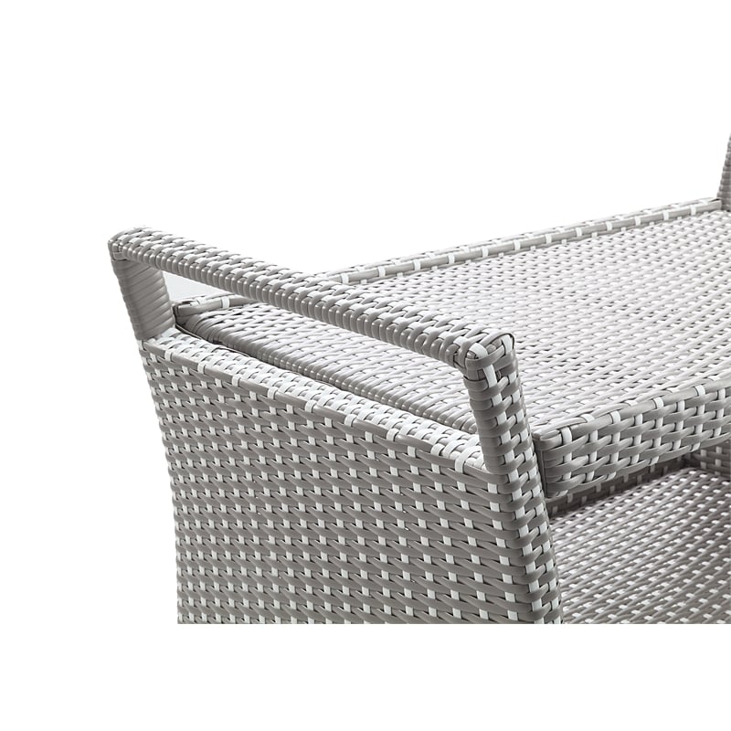 FOA Outdoor Aluminum Wicker 3-Tier Bar Cart & Storage Bench 2PC Set