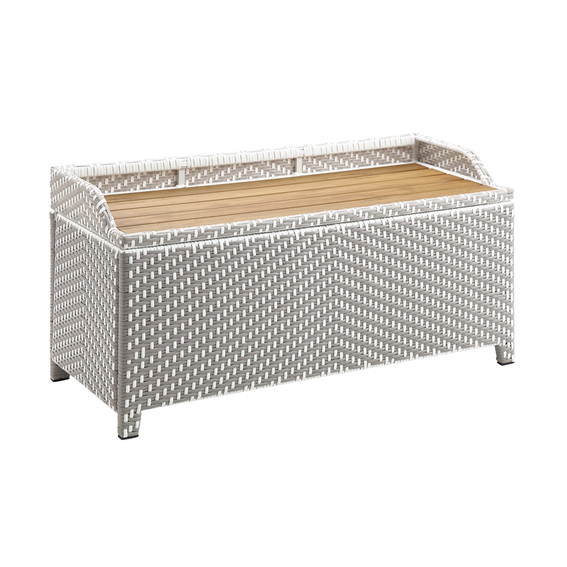 FOA Gray Aluminum Patio Loveseat & Storage Bench Outdoor Set of 2