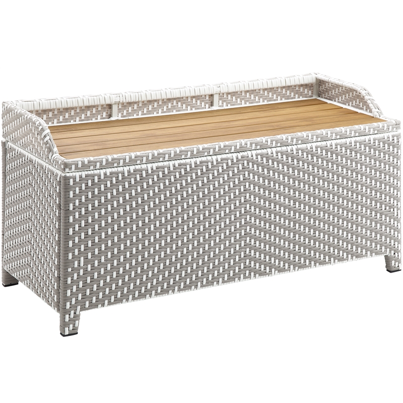 FOA Gray Aluminum Patio Loveseat & Storage Bench Outdoor Set of 2