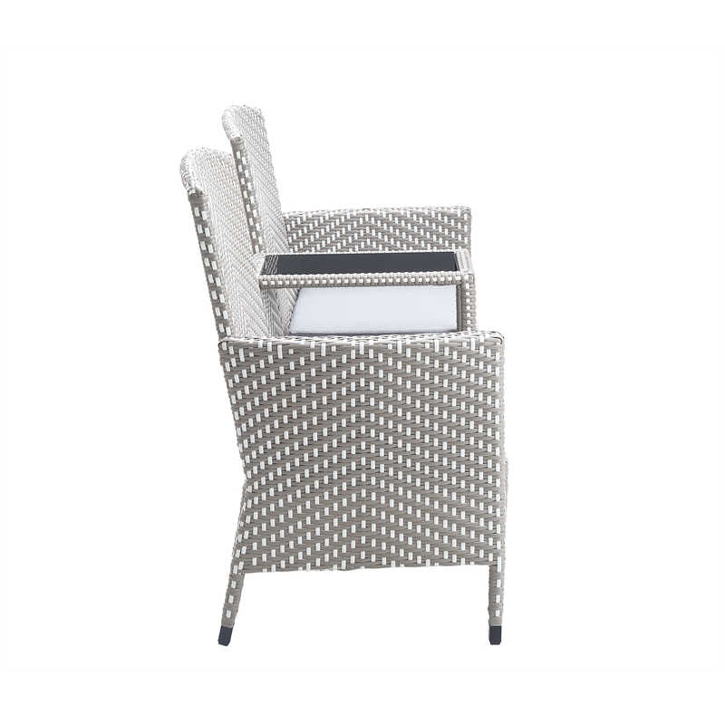 FOA Gray Aluminum Patio Loveseat & Storage Bench Outdoor Set of 2
