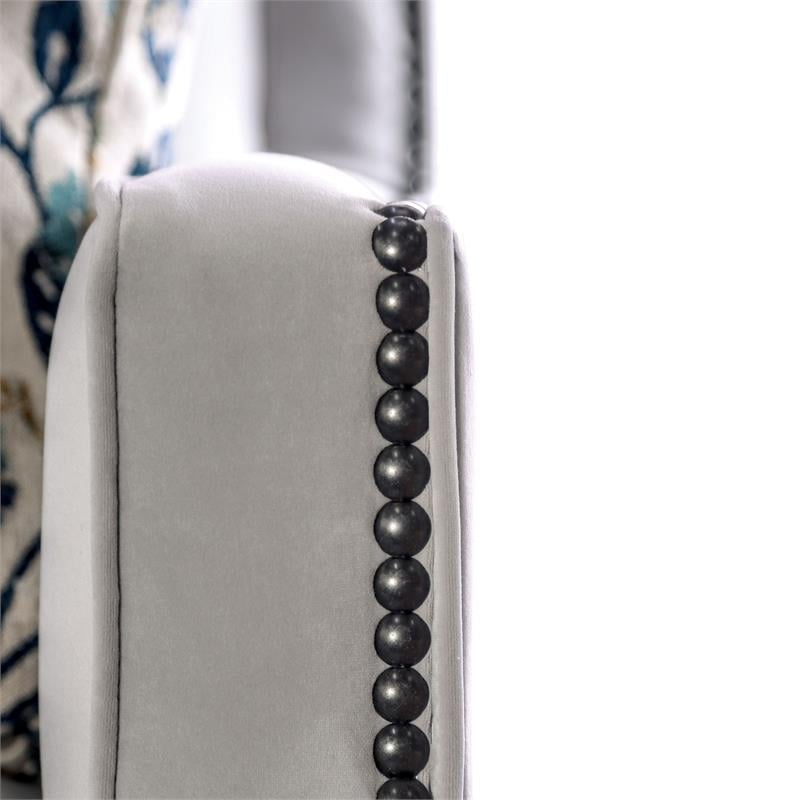 Furniture of America Brier Transitional Fabric Nailhead Loveseat in Light Gray