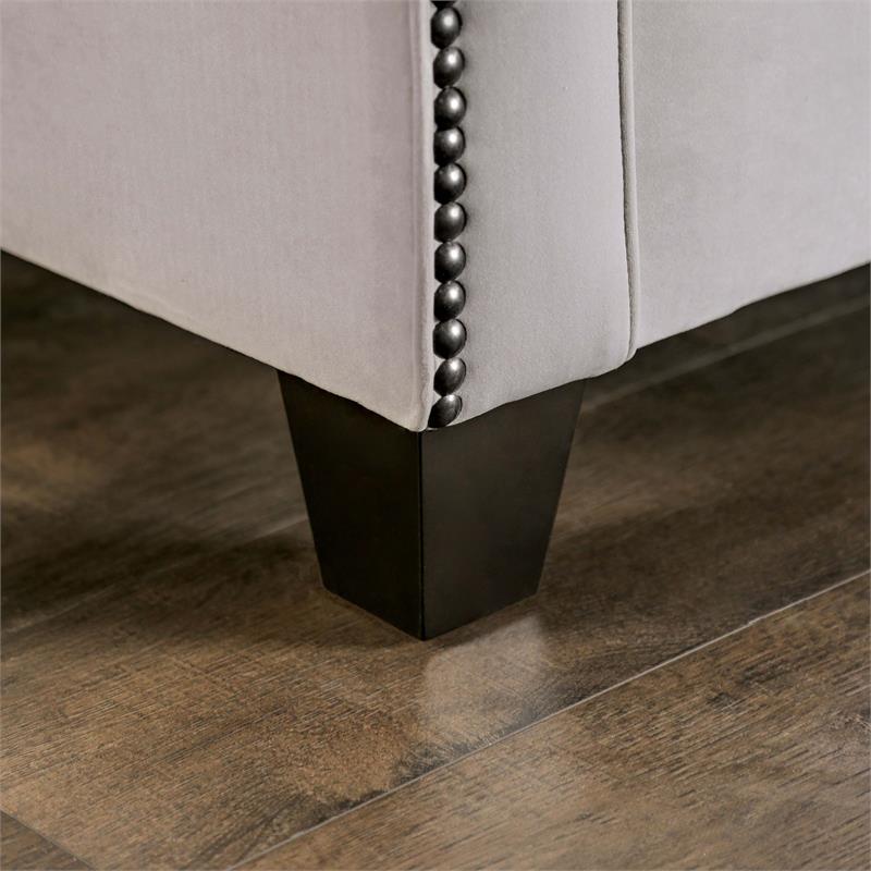 Furniture of America Brier Transitional Fabric Nailhead Loveseat in Light Gray